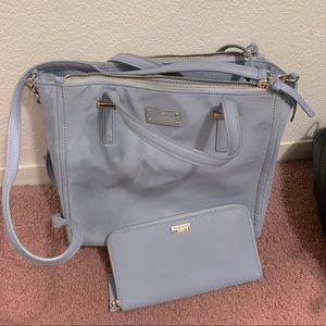 Kate spade blue tote with matching wallet